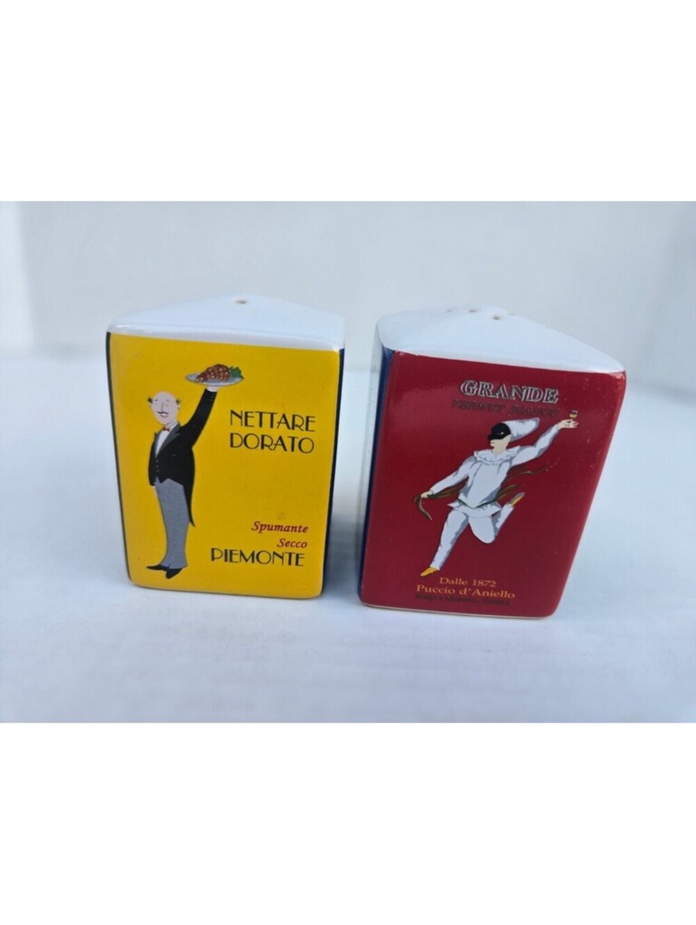 Vintage  American Atelier Cafe Milano Themed Ceramic Salt and Pepper Shakers